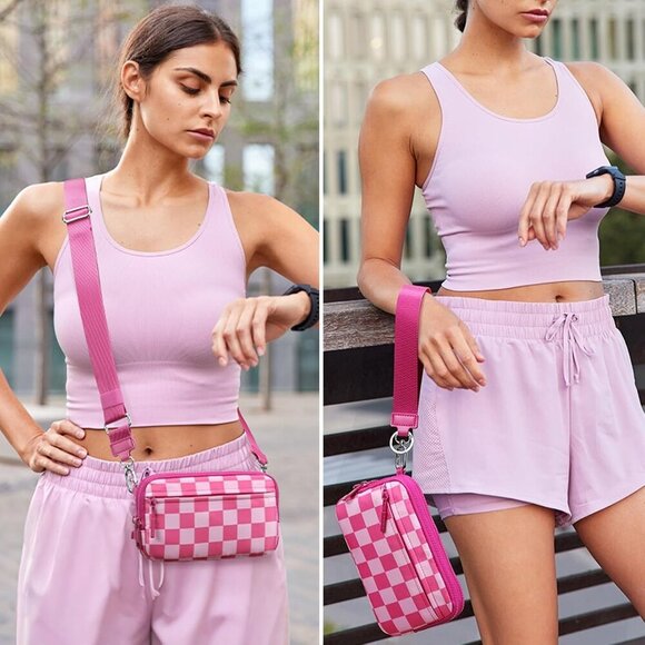 Versatile 3-Way Convertible Wristlet Wallet with RFID Protection - Rose Red - Picture 2 of 6